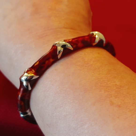 Vintage 925 and enamel hinged bangle - Picture 3 of 4